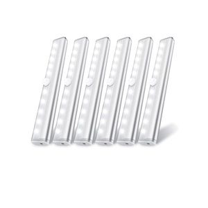 6 Pack‎ Motion Sensor Lights, 10 LED Closet Battery Operated Lights, Stick-On